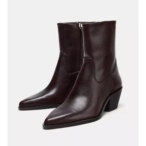 Leather Cowboy Ankle Boots